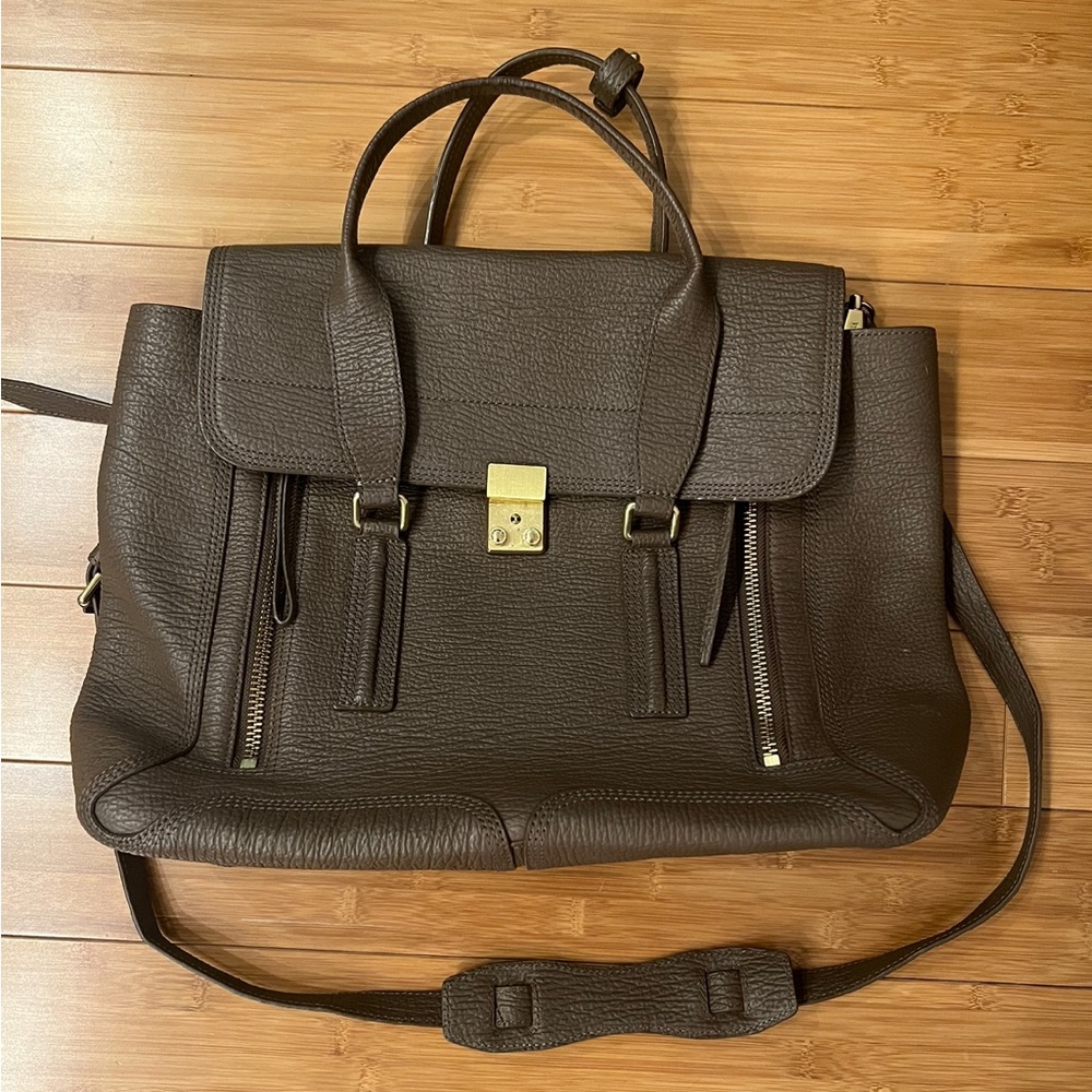 3.1 Phillip Lim Pashli Large Satchel Tote in Taupe Brown Leather